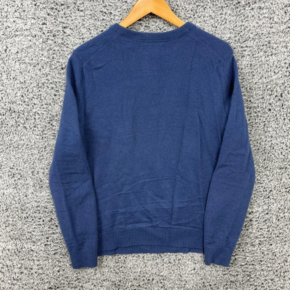 Lands End Cashmere Sweater Adult Medium Blue V Neck Knit Pullover M Mens M